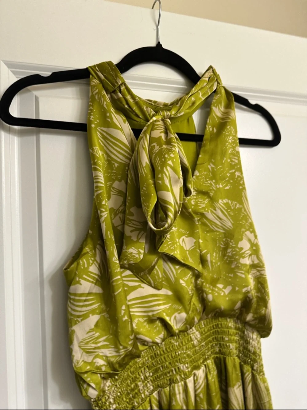 Vince Camuto Olive Green Halter Floral-Print Jumpsuit - Picture 7 of 7